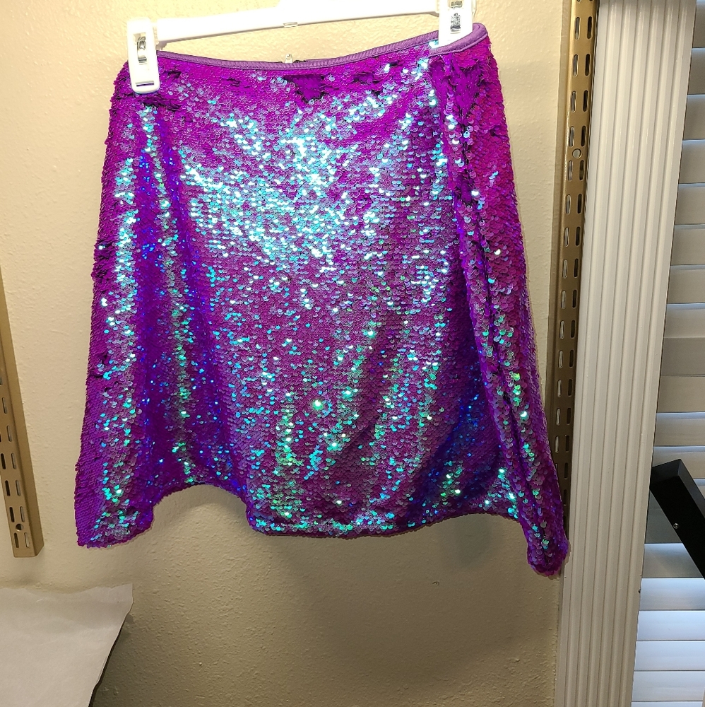 Sequin duo chrome mini skirt